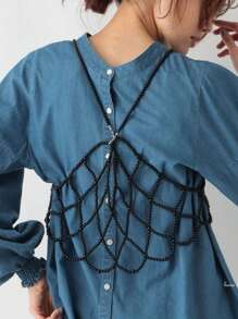 1 Pezzo Nuova Moda Dolce Ragazza Top Corto Semplice Con Perle Finte