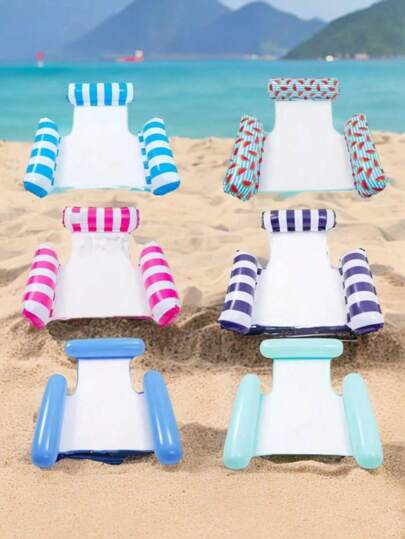 1pc Water Hammock Recliner Inflatable Floating Swimming Mattress Sea Swimming Ring Pool Party Accessories Lounge Bed For Swimming, Beach Essentials, Beach Accessories