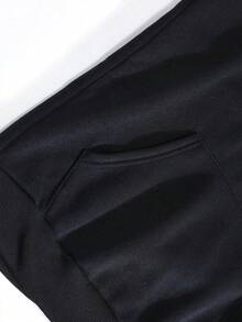Women's Casual Long Sleeve Bow Print Hooded Sweatshirt With Pocket - 黑與白 - 查看 3
