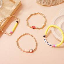 Set de bracelets en argile douce et colorée en forme de pomme, set de bracelets à perles multicouches, cadeau d'enseignant pour la fête des enseignants, Noël, remise des diplômes et rentrée scolaire