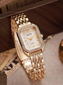 1 pezzo/set Orologio al quarzo alla moda con scala a barra e cinturino in acciaio, adatto per teenager, ideale per compleanni, Ognissanti, regali