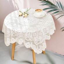 1 PIEZA Mantel de Encaje, Mantel de Boda Estilo Retro 3D Blanco Marfil, Adecuado para Bodas, Cenas, Fiestas de Fin de Semana, Comidas Familiares, Festivales, Acción de Gracias y Navidad