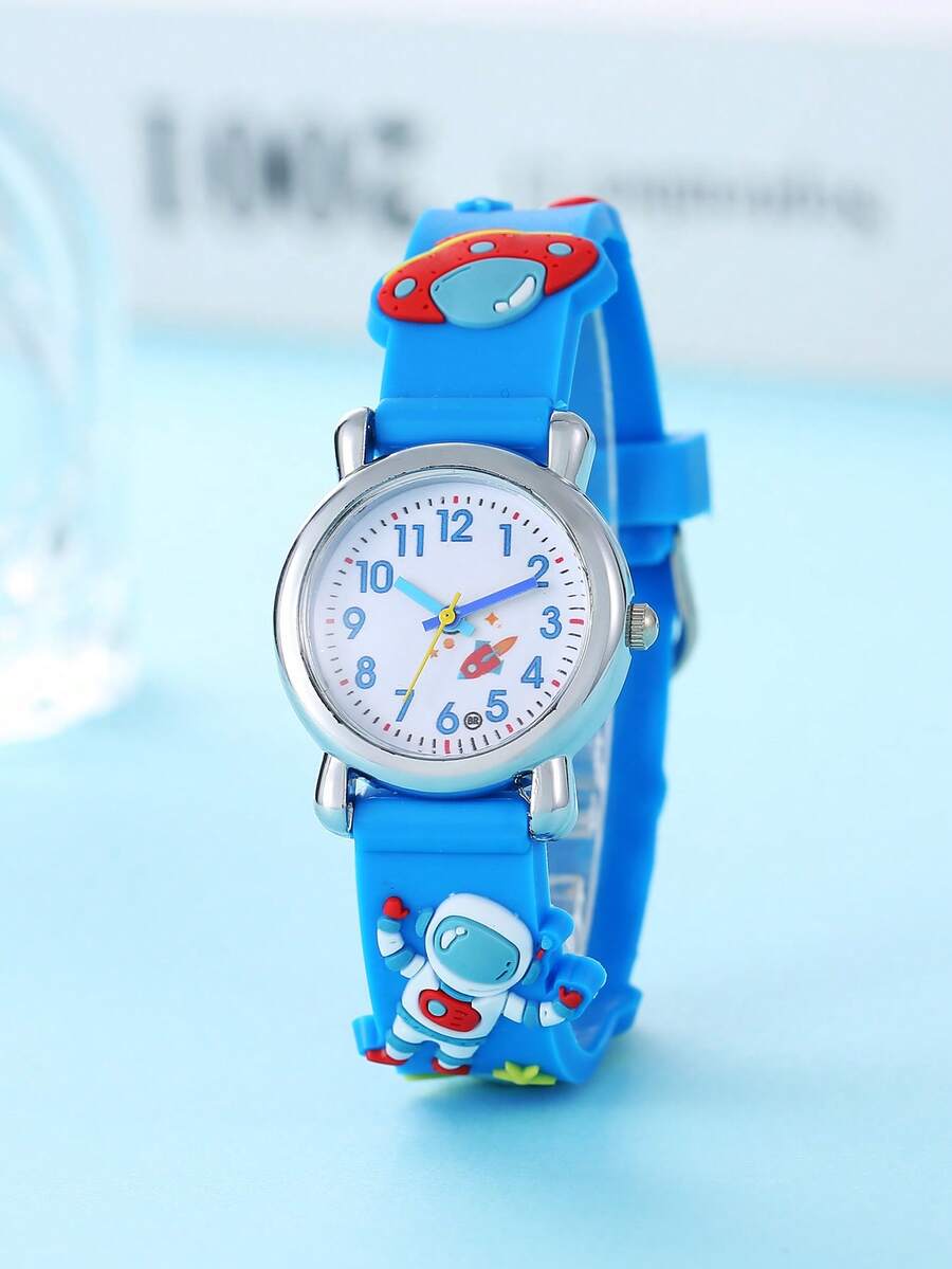 New Student Children's Cartoon Astronaut UFO Spacecraft Astronaut Quartz Watch - Black - View 1