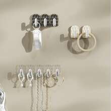 1 pieza Tira adhesiva de ganchos, sin necesidad de perforar, estante de almacenamiento, estante para exhibir joyas, estante colgante, estilo INS, estante para collares, gancho de baño, gancho de cocina, gancho de habitación, gancho de entrada, sin necesidad de perforar
