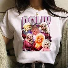 Dolly Parton T Shirt Women Funny Designer Harajuku Top Girl Graphic Designer Anime Clothing - Trắng - Xem 1