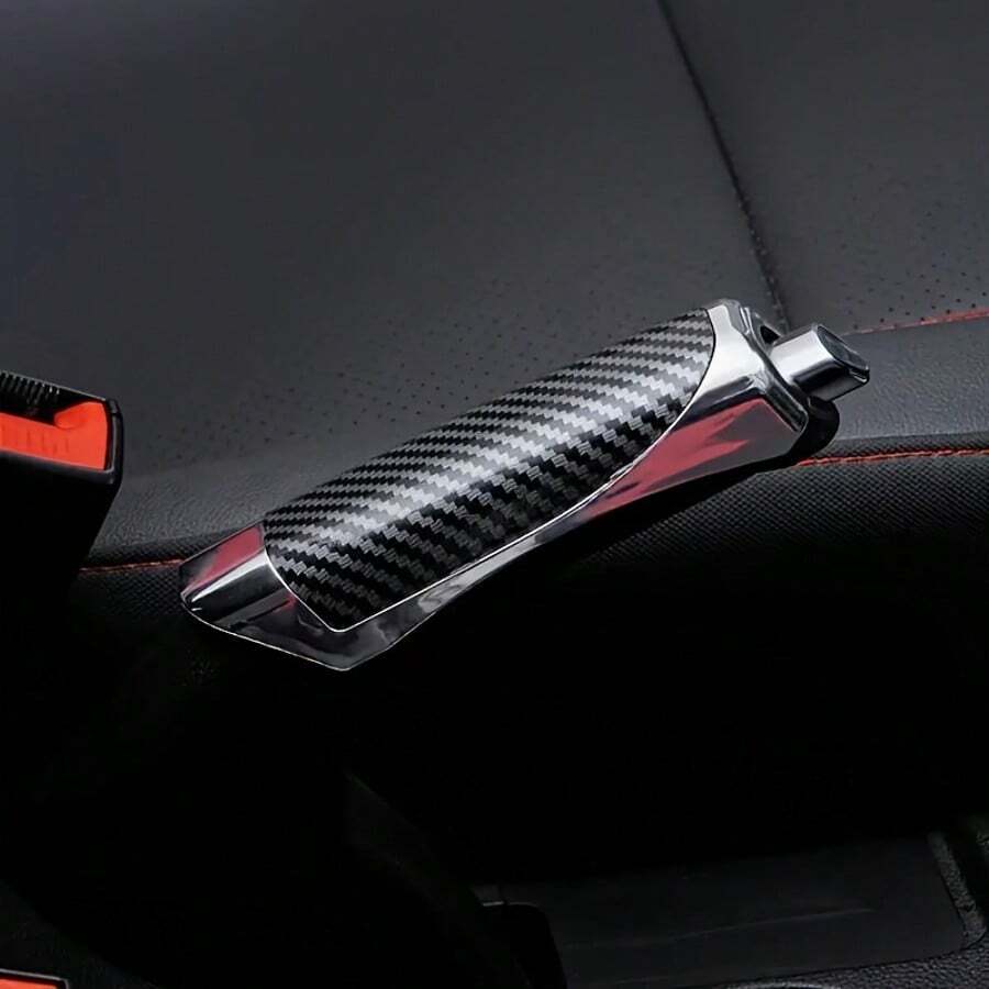 1pc Car Handbrake Cover - Non-Slip ABS Grip Protector, Fashionable Interior Accessory - Black - View 1