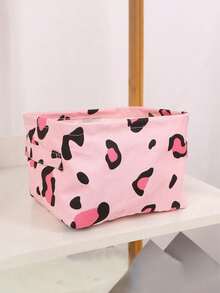 1pc Foldable Waterproof Laundry Basket, Cow & Leopard Print Fabric Storage Box, Suitable For Toy Storage, Dorm, Bedroom, Bathroom Organization - Multicolor - View 14