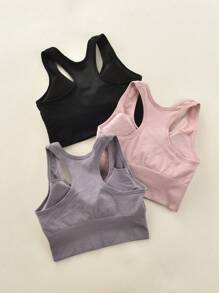 3pcs/Set Women Colorful Wireless Shockproof Sports Bra For Running, Fitness, Yoga