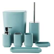7件套浴室用品，包括托盘、牙刷架、牙刷杯、皂液器、皂碟、马桶刷、弹出式垃圾桶，浴室装饰及乔迁礼物，浴室配件，浴室收纳，返校必备收纳用品 - 彩色 - 查看 13