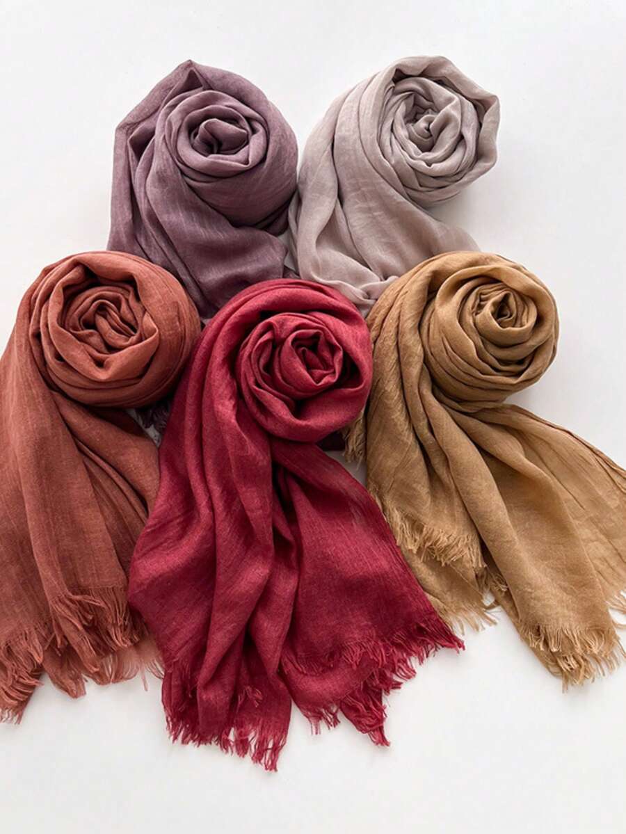 1pc Soft Muslim Hijab Solid Color Long Scarf For Sun Protection, Suitable For Mosque Use Bandana,Hair Band,Head Band Ideal For Dressing Up Your Look For Abaya - QMD602 - View 1