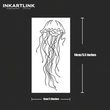 INKARTLINK 非永久纹身技术 - 水母纹身贴，逼真的临时假纹身贴，半永久纹身贴，自然哑光效果，防水防汗，持续1-2周，适用于男女身体贴纸 - 黑色 - 查看 5
