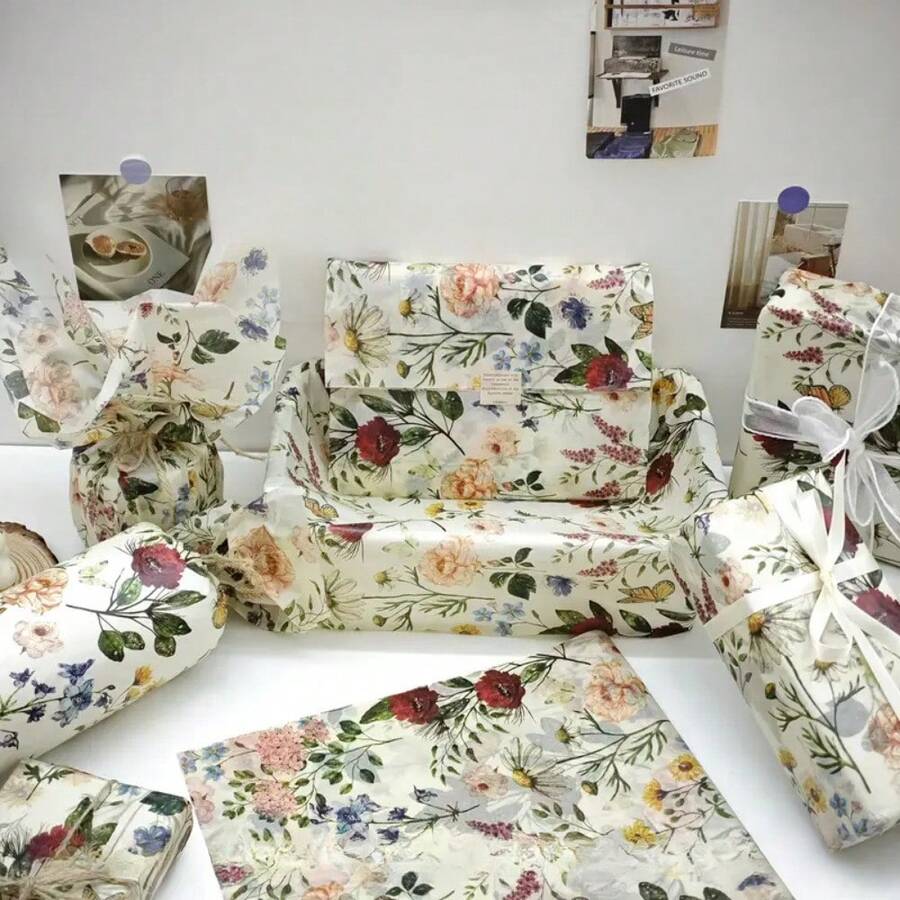 Papel de embrulho fino semitransparente com estampa de rosas vintage, 50 x 35 cm, à prova de umidade, ideal para embrulhar presentes, roupas, proteger itens frágeis, decorar aniversários, Dia dos Namorados, Dia das Mães, presentes de Natal, embalagens decorativas e presentes elegantes. Papel de seda com estampa floral.