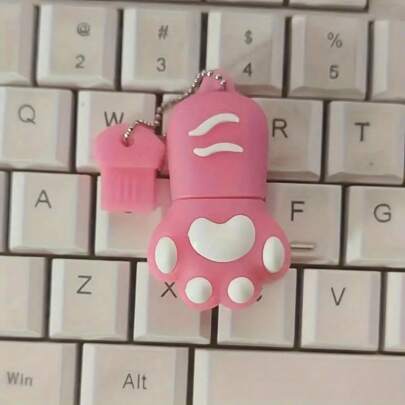 Unidad flash USB con diseño de pata de gato Biyetimi de 64GB en color negro, memoria USB creativa con llavero como regalo para niños, disponible también en 128GB y 32GB
