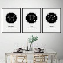 1 pièce/3 pièces Affiches d'art mural avec cadre en option. Peinture sur canevas nordique moderne des 12 signes du zodiaque. Affiches et impressions d'art mural, tableaux muraux pour la décoration de la salle de séjour à la maison - Multicolore - Voir 8