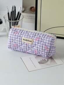 1个蝴蝶图案学生铅笔盒，多功能便携软质收纳袋 - 彩色 - 查看 15