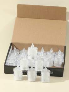 12/24pcs Crystal Decorative Flameless LED Candles, Battery Operated Realistic Tea Light Candles, Christmas Table Wedding Party Decoration, Switch Control, Batteries Included, Proposal Wedding Birthday Home Decor Electronic Candle Lights - Tears - View 15