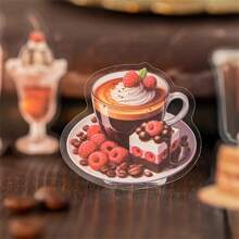 Vintage Style Coffee-Theme Sticker Pack, Transparent PET Stickers For Planner, Scrapbook Decoration, Diary Journal, Coffee Beverages