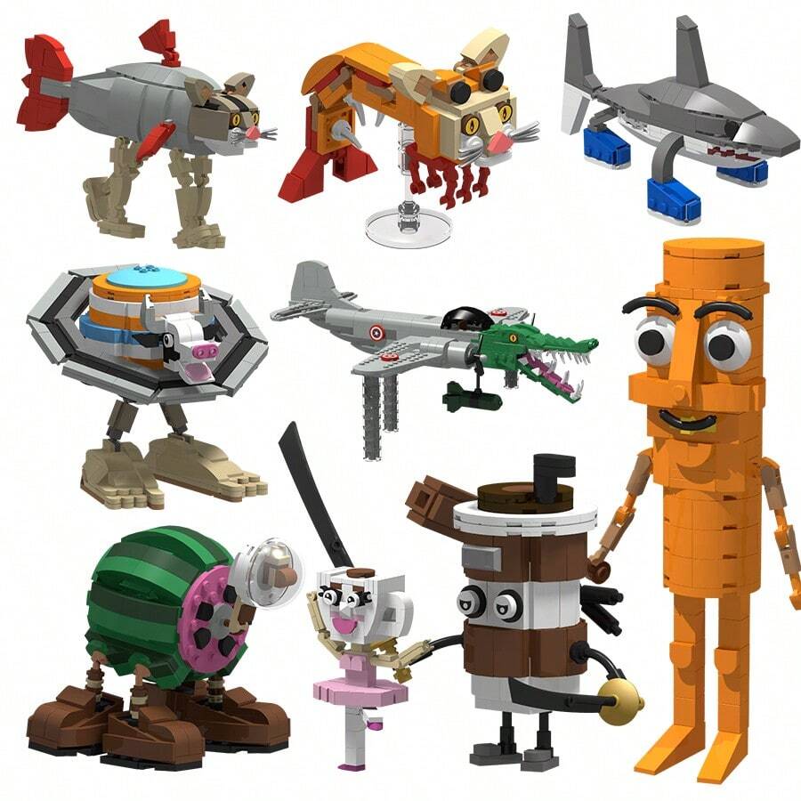 Tungtungtung Sahur, Bombardiro Crocodile, Tralalero Tralala, Lilililalila, Brr Brr Patapim, Shimpanzinni Bananini, Bombombini Guzini, AI Generated Animals, Abstract Animals, Wooden Building Block Figurines, Animal Wooden Blocks, Birthday Gift, Collectible Decor - Multicolor - View 1