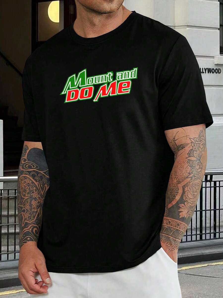 Camiseta gráfica divertida Mount Do Me - Camiseta de algodón negra para hombre, moda casual, ropa de calle, regalo para papá, suave y cómoda - Negro - Ver 1