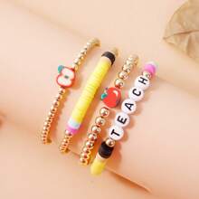 Set de bracelets en argile douce et colorée en forme de pomme, set de bracelets à perles multicouches, cadeau d'enseignant pour la fête des enseignants, Noël, remise des diplômes et rentrée scolaire