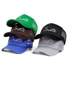 1pc American Devil's Island Embroidery Sun Hat, Truckers Cap, Breathable Baseball Cap, Versatile, Minimalist, Holiday Hat - Multicolor - View 7