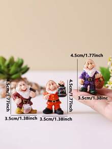 3 件树脂可爱小矮人装饰，苔藓微景观园艺盆栽配件工艺品，家居客厅卧室办公桌装饰品 - 彩色 - 查看 5