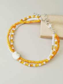 1pc Multi-Color Beaded Bracelet, Simple Beach Style Women Bracelet