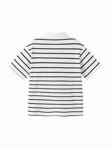 Balabala Children's Short Sleeve T-Shirt 2025 Summer Polo Shirt Boys Quick-Dry Cool - White and Blue - View 2