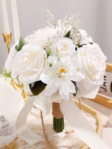 1 件装玫瑰伴娘花束抛花束适用于婚礼仪式周年纪念新娘送礼会婚礼派对装饰餐桌装饰情人节 - 彩色 - 查看 19