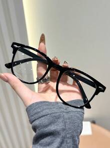 1pc Unisex Oval Full Frame Blue Blocking Glasses, Minimalist Style, Clear PC Lens, Plastic Hinge, Computer, Gaming, TV, Mobile Phone Use Eye Protection Glasses