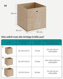Aufbewahrungsbox, 6er Set, Ordnungsboxen aus Vliesstoff mit Griff, Boxen Aufbewahrung, 30 x 30 x 30 cm, Organizer Box, für Würfelregal, Faltbox, Kleideraufbewahrung,Sandbeige - Sandbeige - Übersicht 4