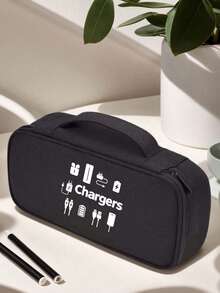 1个多层拉链电子配件收纳包，便携式数码产品收纳袋，适用于充电线、硬盘、移动电源 - 商务旅行者、数字游民、学生和科技爱好者的理想之选 - 畅销旅行线缆收纳包、便携式电子配件收纳盒、手机硬盘旅行保护套 - 黑色 - 查看 5