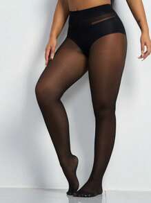 4 Pairs Women 30D Sheer Thigh High Stockings, Fashionable Simple Black Tight Pantyhose