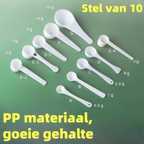 Set de 10 cucharas para medir de 0.5g-15g, cuchara para detergente en polvo, cucharas para polvo de proteína con embalaje individual, cucharas para medir líquidos con marcas, cucharas de medir para hornear de fondo plano, útiles escolares