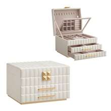 SONGMICS HOME ANAH Colección - Caja Joyero de 3 Capas con Espejo, Organizador Joyas con 2 Cajones, MJBC183W01 - Nube blanca - Ver 3