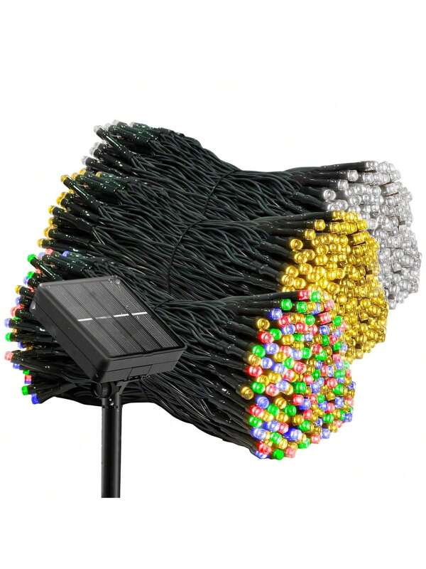 1pc Outdoor Solar Powered Holiday String Lights, Waterproof 8 Lighting Modes, Suitable For Holiday Decoration, Wedding, Outdoor Camping, Garden, Lawn, Creating Festive Atmosphere