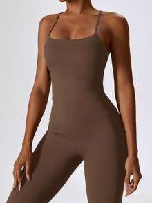 Yefecy Breathable Yoga Bra Outdoor Gym Running Sports Bra Fitness Tops For Women Quick Dry Workout Clothing Yoga Tank Top - 棕色 - 查看 5