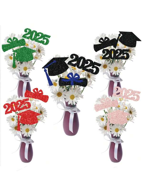 3pcs Graduation Season Hats And Certificate Plugins, 2025 Graduation Party Decoration Items, Vase Plugins, Graduation Season Venue Decoration Props, Suitable For Vase Gift Decoration During Graduation Celebrations