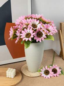 1pc Artificial Sunflower Bouquet, Double Head Blue Sunflower Long Stem Silk Fake Big Sunflower Decoration For Garden Decoration Supplies Outdoor Home Wedding Birthday Party Decoration, Mother's Day Or Birthday, Anniversary Gift Flower Arrangement Decoration, Farmhouse Home Bohemian Style Wedding Table Centerpiece,Fall Decor,Autumn