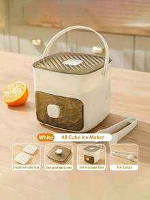 1pc Ice Cube Tray With Cover And Storage Box, Ice Cube Tray For Ice Chest, Ice Cube Tray, Ice Mold, Ice Maker Container, Drink Holder, (With 2 Trays) And Ice Bucket, Tongs