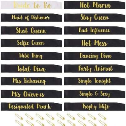 12pcs 1pcsBride To Be Sashes,11pcs Bridesmaid Sashes Set For Hen Night Party, Bachelorette Party Supplies, Wedding Ladies Night Out