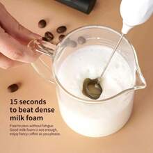 1 pièce Puissante Mousseur à lait rechargeable - Fouet électrique portatif pour faire de la mousse avec fouet en acier inoxydable et mélange ultra-rapide pour cappuccino, latte, café Bulletproof, régime cétogène, poudre de protéine, matcha, chocolat chaud et crème - Mini mixeur frappe - Cadeau pour passionnés de café, 600 mAh Retour à l'école