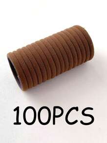 100pcs Solid Color Synthetic Fiber Casual Ponytail Holders, Fashion Accessories, For Women, All Season