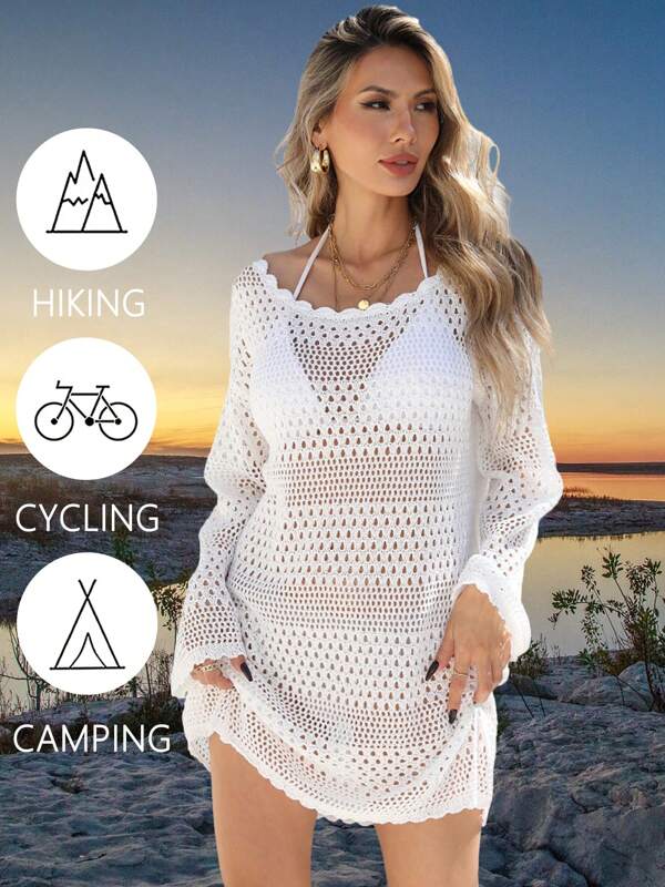1pc Women Sexy Transparent Fashion Slimming Dress Summer Light Soft Comfortable Fitness Yoga Stretch Top Quick Dry Breathable Long Sleeve Solid Color Sports Smock Suitable For Outdoor Fitness Running Exercise Cycling Beach Travel
