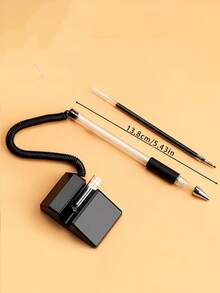 防丢失学校书写圆珠笔，可更换笔芯，稳定的桌面笔架，0.5 毫米链条台笔，适用于办公室/银行/接待柜台、学校和家庭办公用品返校 - 彩色 - 查看 4