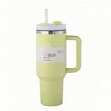 Compatible With Stanley 40 0zH2.0 Tumbler With Handle, DoubleWalled Vacuum Insulated StainlessSteel Water Bottle PremiumSummer Drinkware Portable HandyFlask Travel Mug Lced Coffee CupFor Outdoor Camping, Hiking,Driving, Travel, Perfect Gift Ldea - 黃綠色 - 查看 2