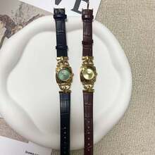 gedi 1 件女士金色简约高级感皮带复古方盘简约时尚极具吸引力防水女士手表多功能石英表，适合日常生活或节日聚会佩戴，也可作为送给女性的礼物 - 均碼 - 查看 5