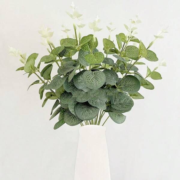 12/20pcs,Simulated Money Leaf Eucalyptus Green Plant, Ins Mori Style Wedding Flower Arrangement Accessories And Home Decoration Fake Leaves