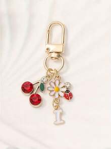 1 件合金 A-Z 字母樱桃雏菊甲虫字母吊坠钥匙扣时尚创意设计生日礼物配饰、母亲节礼物女士、夏季包包挂饰、女士时尚配饰、鲜艳的花朵设计、耐用的金属钥匙扣、美观的礼物创意、新奇钥匙扣 - 金色 - 查看 24