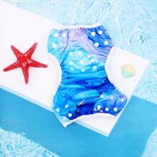 1 Stück wiederverwendbare Schwimmwindel aus Stoff, einstellbare Schwimmwindel-Hose für Schwimmunterricht Baby Mädchen, Jungen, neutraler Farbton Schwimmwindel (das Muster wird umgekehrt sein)